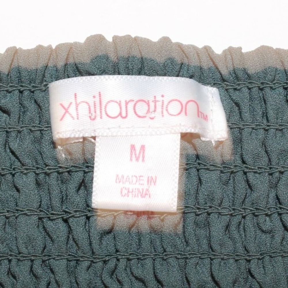 Xhilaration Lace Camisole Crop Top Smocked Back Size M Green - Picture 3 of 6